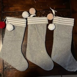 Gray and white Christmas stockings
